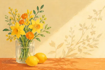 Cheerful Yellow Floral Lemon Background