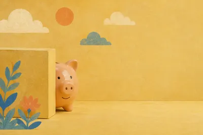 Cheerful Yellow Savings Background with Piggy Bank
