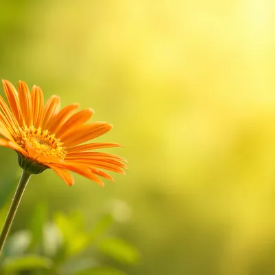 Cheerful Orange Daisy on Lemon Yellow Background