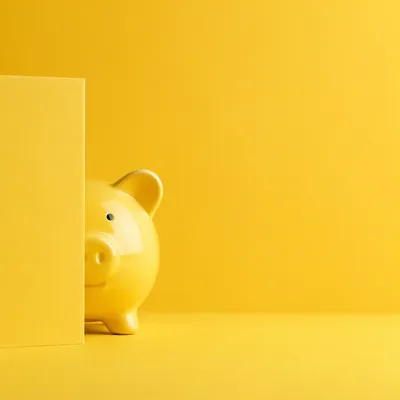 Cheerful Yellow Piggy Bank Background