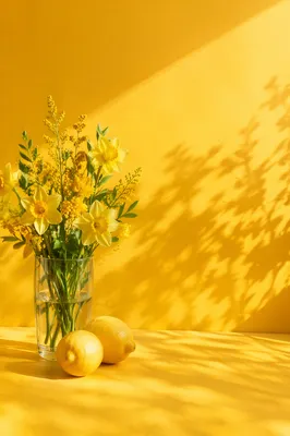 Cheerful Yellow Flowers and Lemons Background