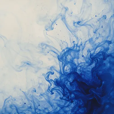 Blue Ink Swirls in Water Background