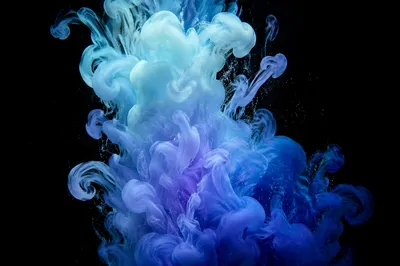 Ethereal Blue Ink Swirl on Black