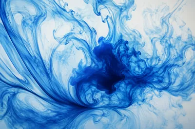 Ethereal Blue Ink Swirls on White