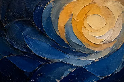 Blue Ochre Impasto Canvas Texture