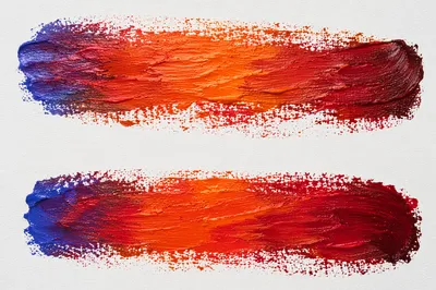 Vermilion Oil Paint Strokes on White Canvas