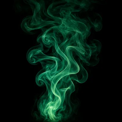 Emerald Smoke Wisps on Black Background