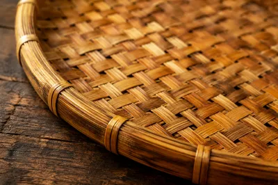 Natural Woven Bamboo Mat Texture