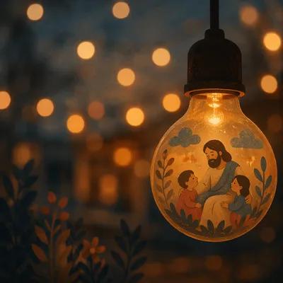 Warm Golden Bokeh Filament Bulb Background