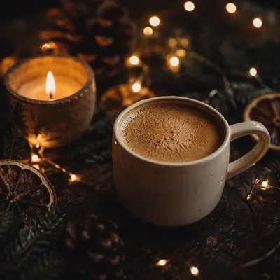 Warm Golden Bokeh Coffee Background
