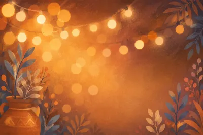 Warm Golden Bokeh Evening Background