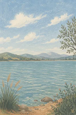 Peaceful Blue Sky Lake Background