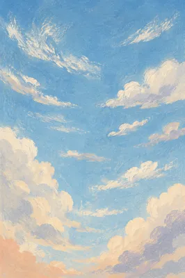 Peaceful Soft Blue Sky with White Clouds