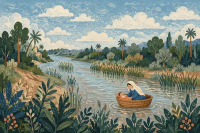 Peaceful Wetland River Under Soft Cloud Sky