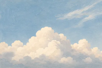 Peaceful Blue Sky With Soft Cumulus Clouds