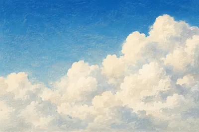 Peaceful Blue Sky Cumulus Cloud Background