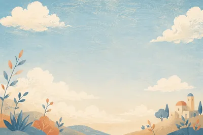 Peaceful Soft Blue Sky with White Clouds