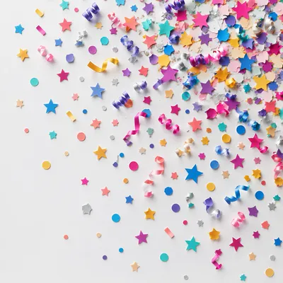 Colorful Confetti Celebration on White Background