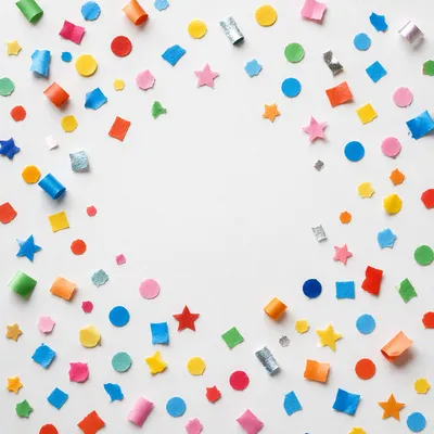 Colorful Confetti Celebration on White Background