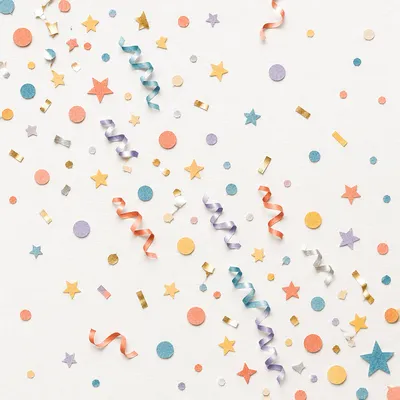 Festive Confetti on Clean White Background