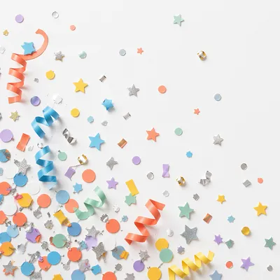 Festive Confetti on Clean White Background