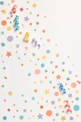 Festive Confetti on White Celebration Background