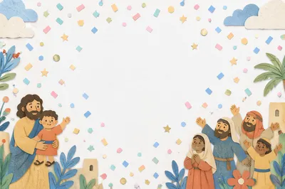 Pastel Confetti Celebration on White Background