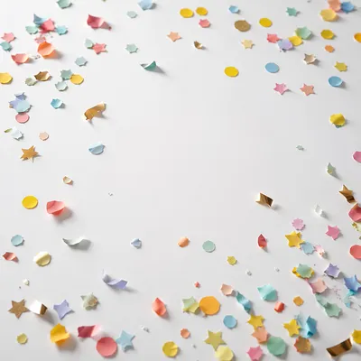 Pastel Confetti on White Celebration Background