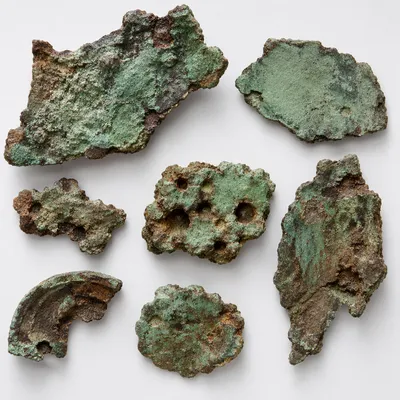Aged Copper Patina Texture Fragments