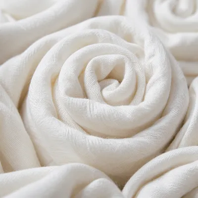 Soft White Cotton Fabric Folds Background