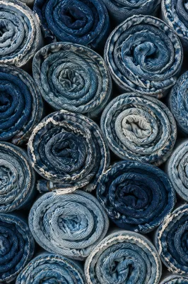 Rolled Denim Fabric Texture Close Up