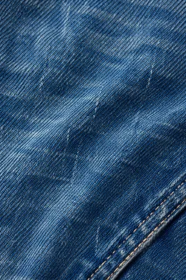 Blue Denim Twill Texture Background Close-Up