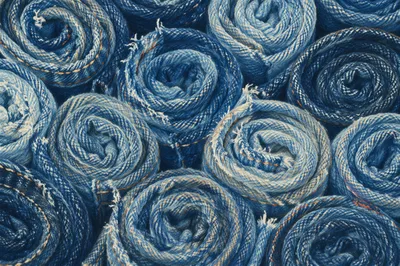 Rolled Denim Fabric Texture Close Up