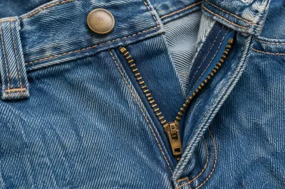 Blue Denim Zipper Texture Background