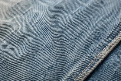 Blue Denim Twill Texture Background Close-Up