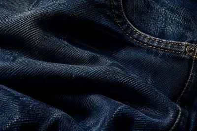 Dark Indigo Denim Texture Background Close-Up