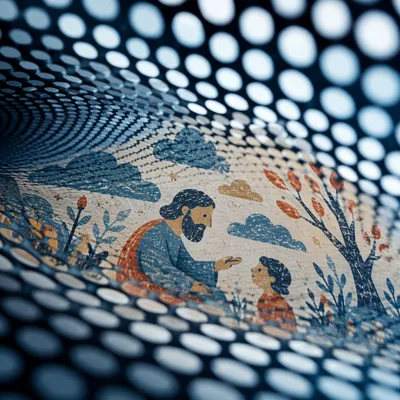 Icy Blue Retro Halftone Mesh Texture