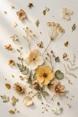 Dried Petals on Minimal White Background