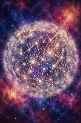 Luminous White Nebula Sphere in Space