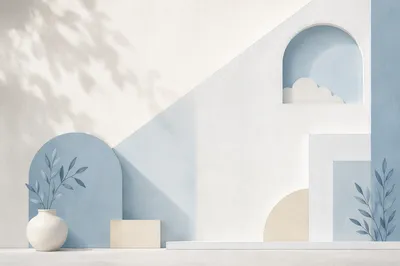 Minimal Blue White Geometric Wall Background
