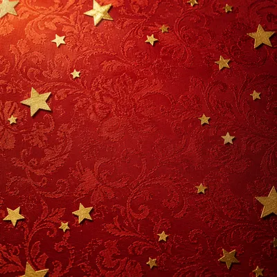Elegant Gold Star Confetti Red Background