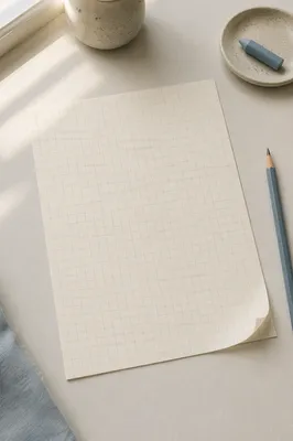 Minimal Grid Paper Flat Lay Background