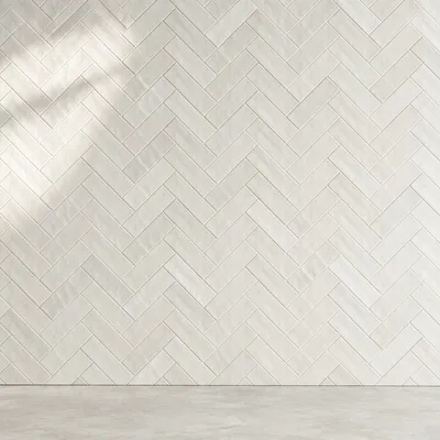 Clean White Herringbone Tile Wall Background