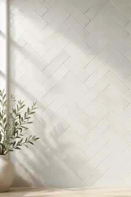 Clean White Herringbone Tile Background