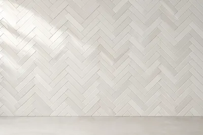 Modern White Herringbone Tile Wall