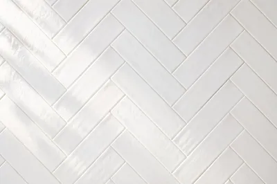 Clean White Herringbone Tile Background