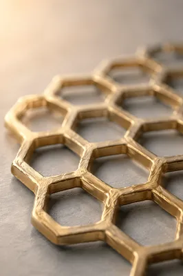 Gold Hexagonal Honeycomb Metallic Texture