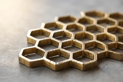 Gold Hexagonal Honeycomb Metallic Texture