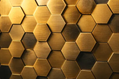 Brushed Gold Honeycomb Metallic Background