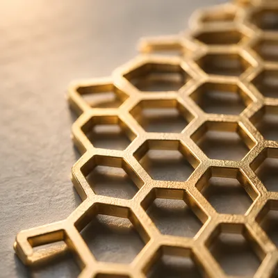Brushed Gold Hexagonal Honeycomb Macro Texture